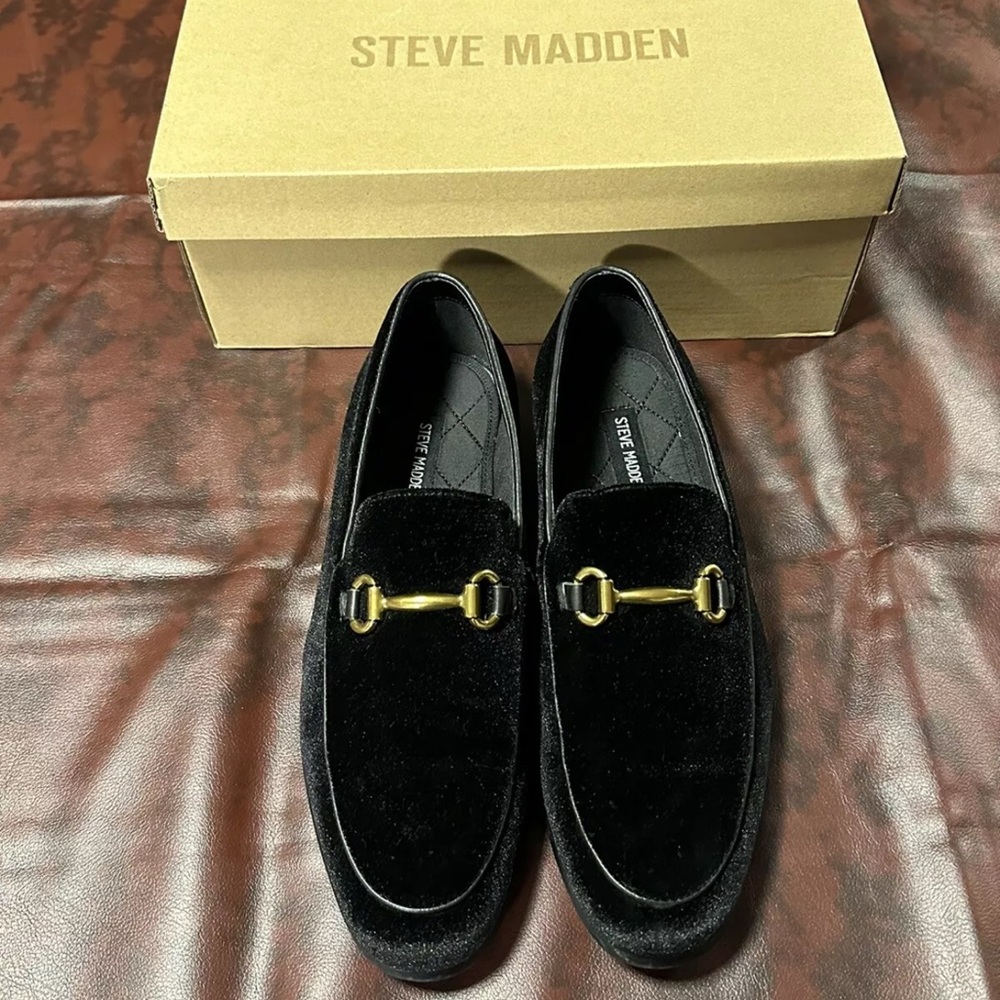Steve Madden Dieggo Black Velvet Dress Shoes - Men's Size 11 - Preowned